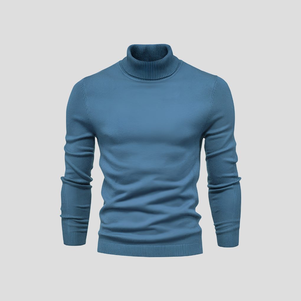 Men's Ribbed Turtleneck Jumper for Everyday Wear