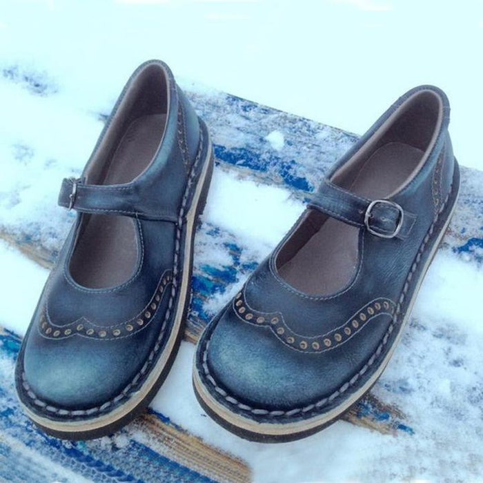 Women's Brogue Mary Jane Shoes with Adjustable Strap