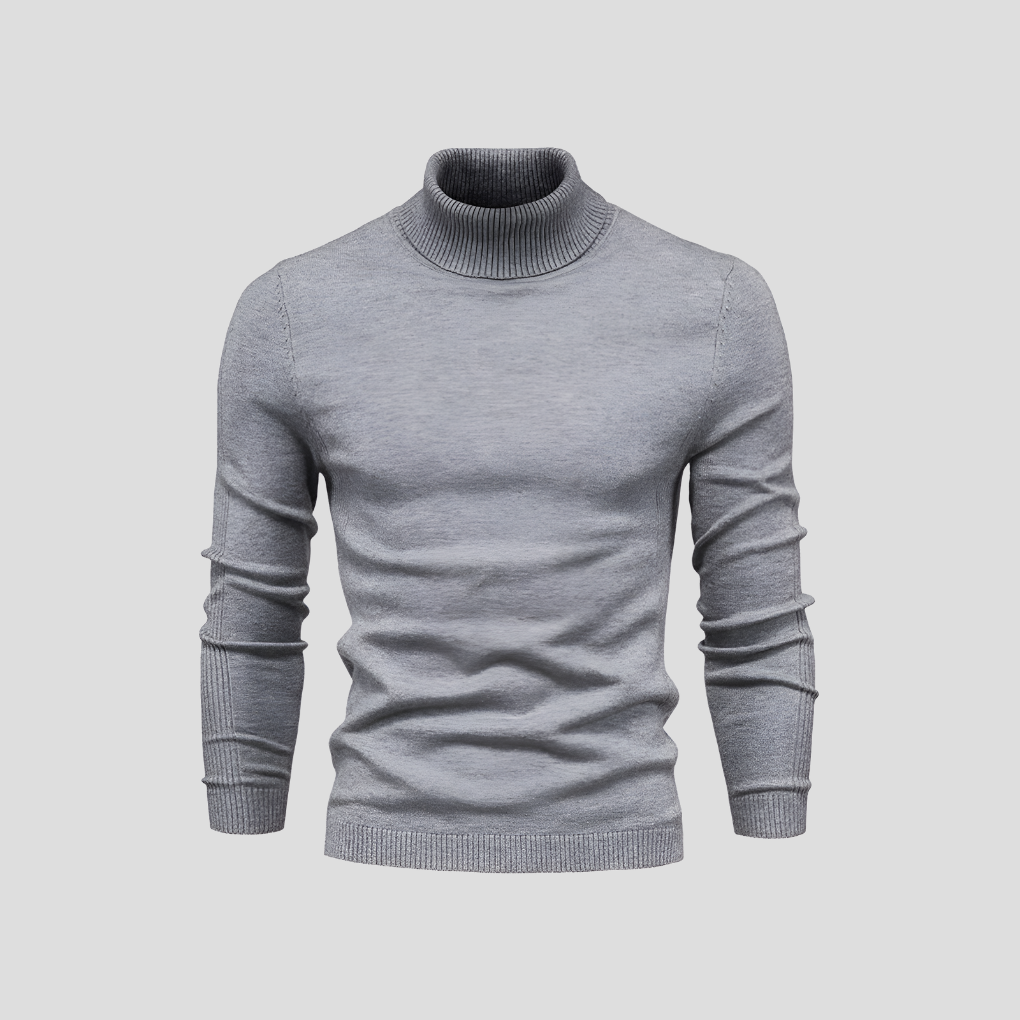 Men's Ribbed Turtleneck Jumper for Everyday Wear