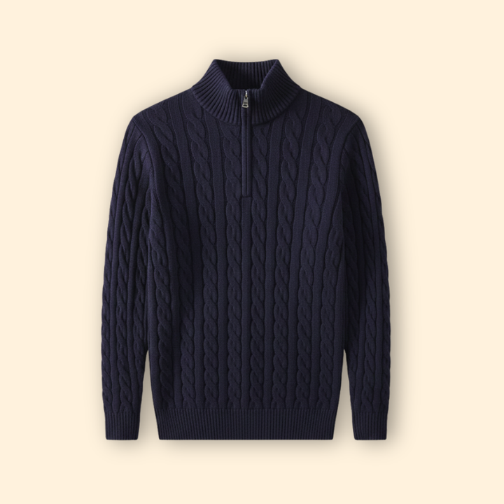 Men's Zipped Cable Knit Jumper