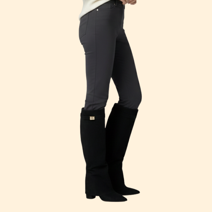 Women's Knee-High Boots with Buckle