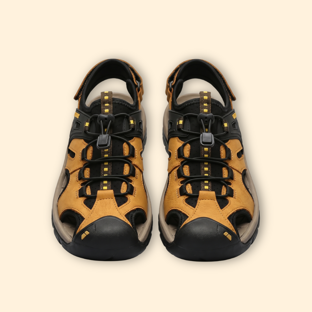 Men's Leather Closed-Toe Sandals