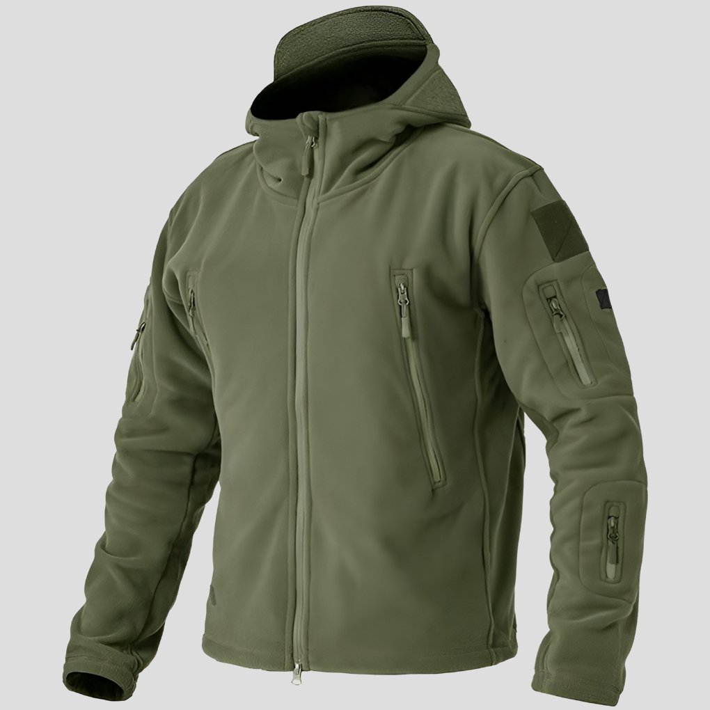 Men's Hooded Fleece Jacket with Multiple Pockets