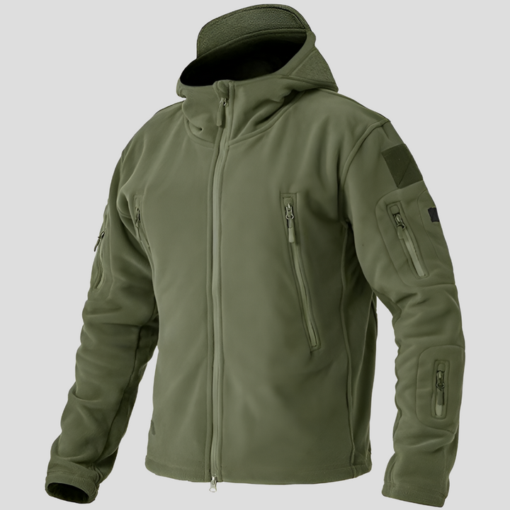 Men's Hooded Fleece Jacket with Multiple Pockets