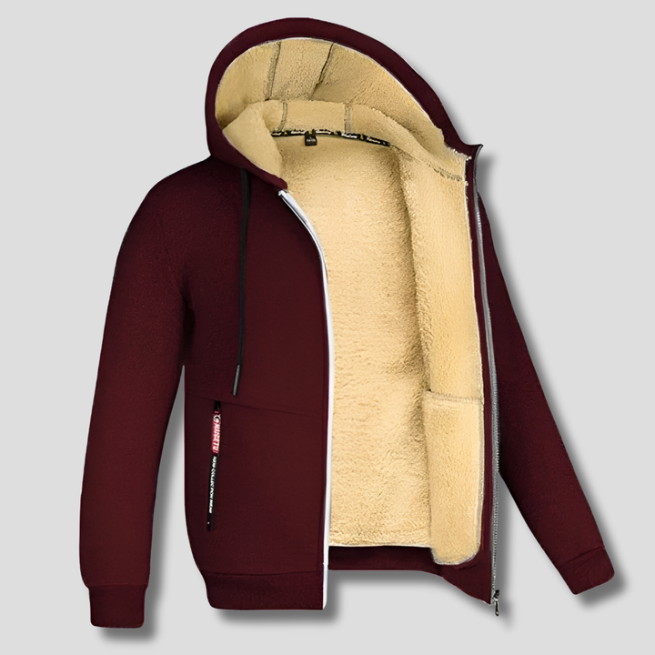 Men's Zip-Up Hooded Jacket with Sherpa Lining