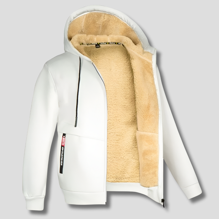 Men's Zip-Up Hooded Jacket with Sherpa Lining