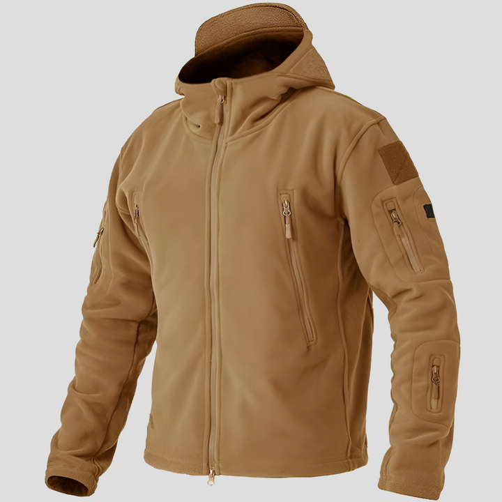 Men's Hooded Fleece Jacket with Multiple Pockets