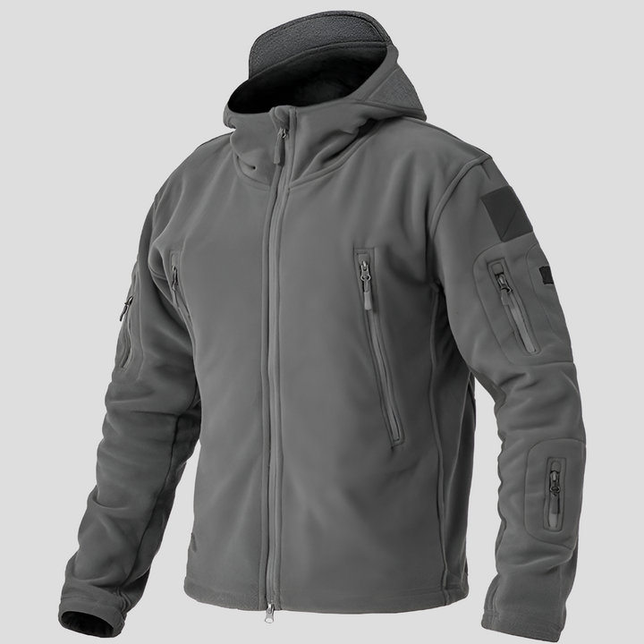 Men's Hooded Fleece Jacket with Multiple Pockets
