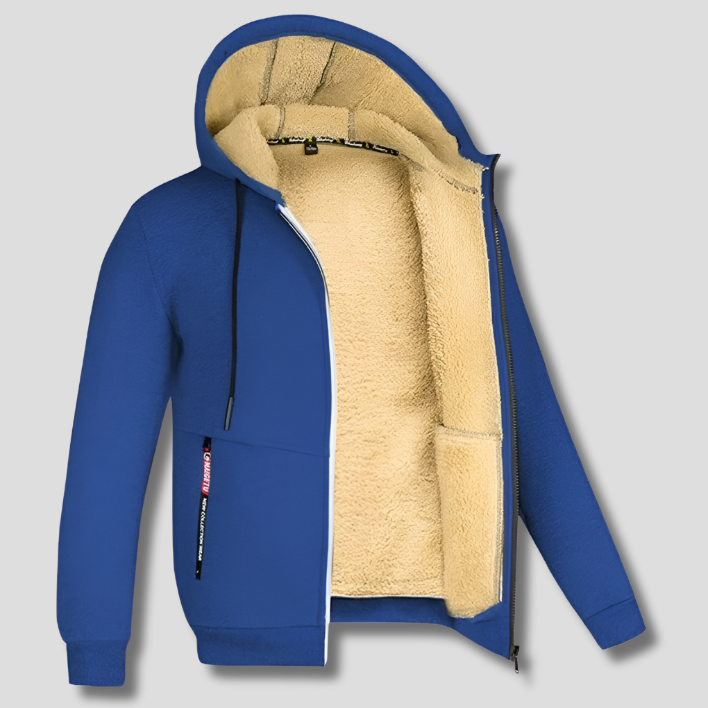 Men's Zip-Up Hooded Jacket with Sherpa Lining