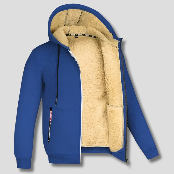 Men's Zip-Up Hooded Jacket with Sherpa Lining