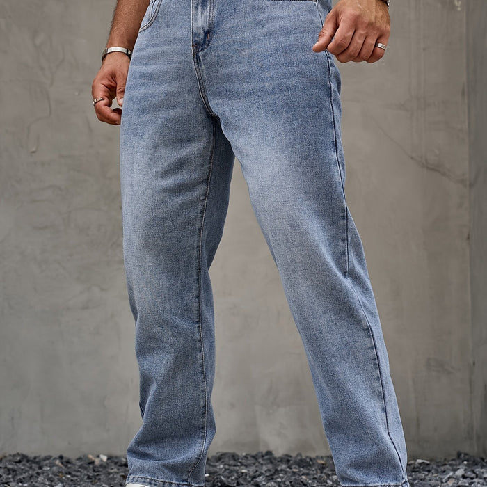 Men's Straight-Leg Denim Trousers with Button Fly