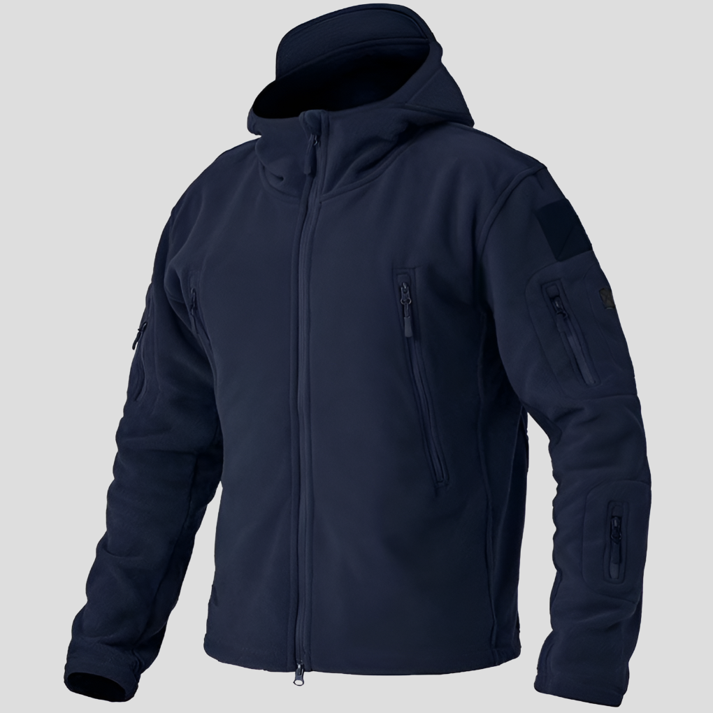 Men's Hooded Fleece Jacket with Multiple Pockets