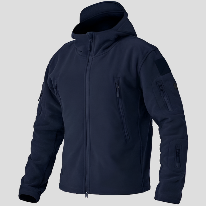 Men's Hooded Fleece Jacket with Multiple Pockets