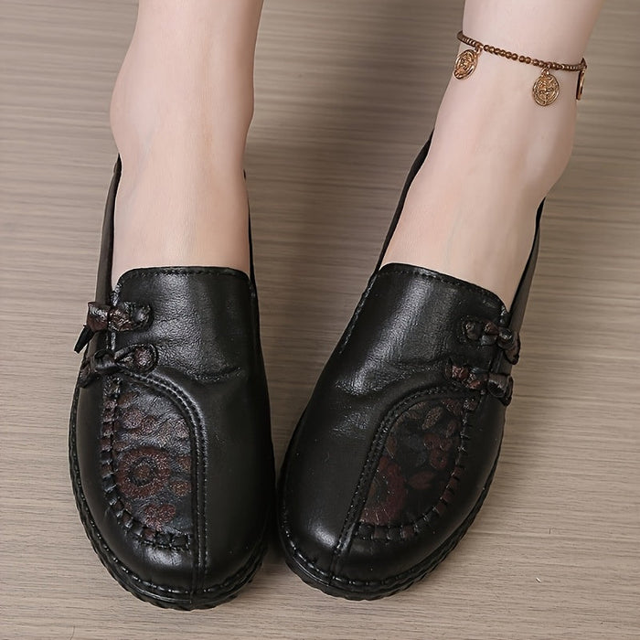 Women's Leather Slip-On Loafers with Cushioned Sole