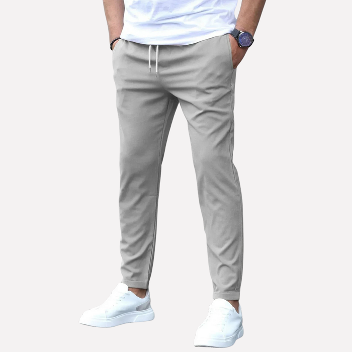 Men's Tapered Trousers with Drawstring Waist