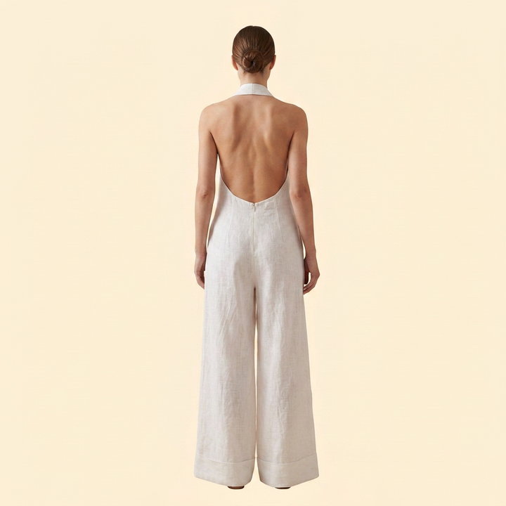 Women's Elegant Halter Neck Wide-Leg Jumpsuit