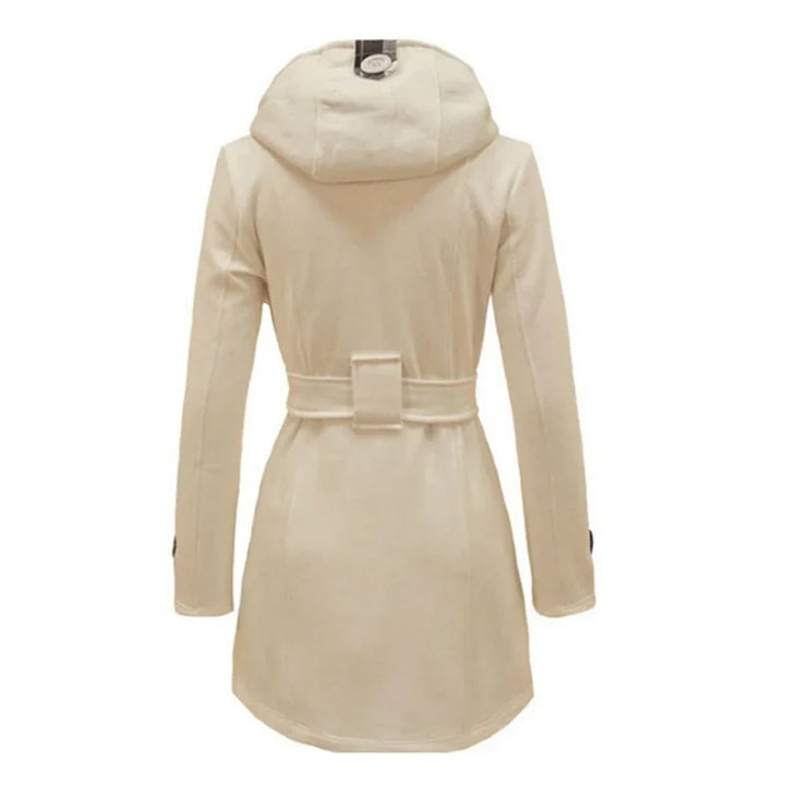 Women's Belted Trench Coat with Hood Double-Breasted