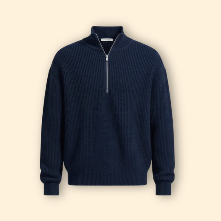 Men's Half Zip Neck Modern Jumper