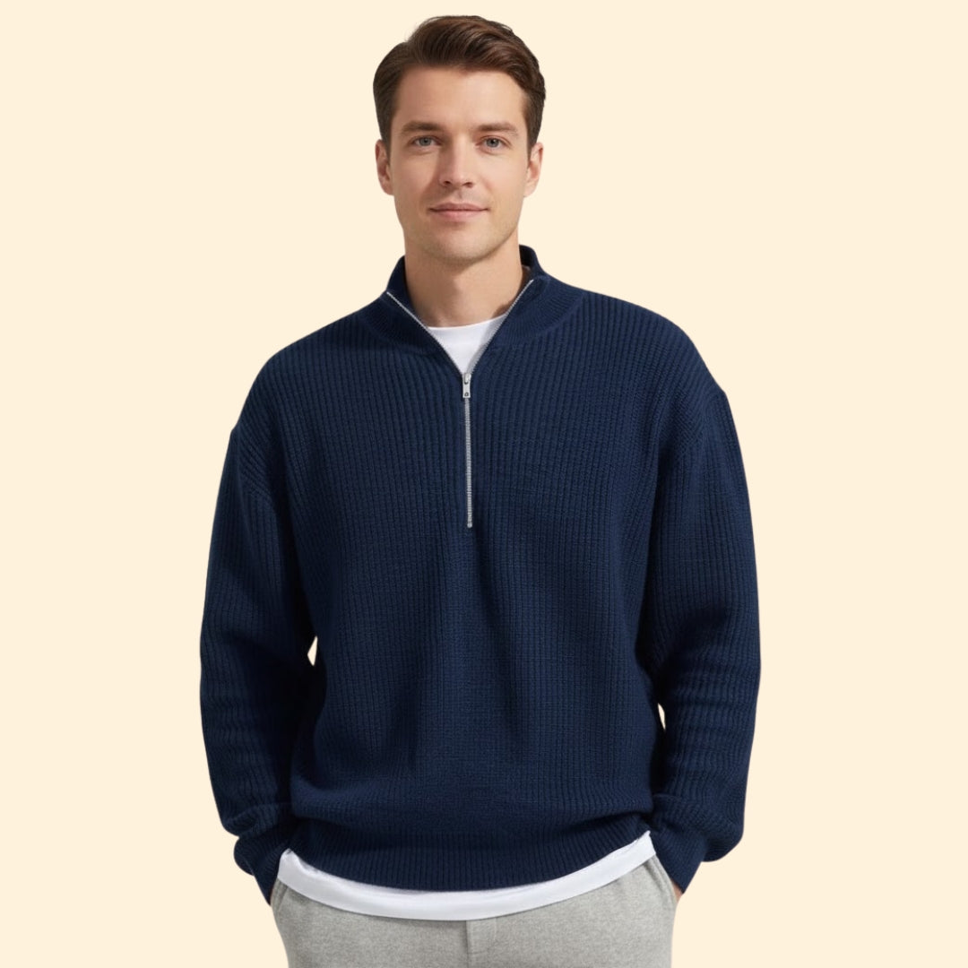 Men's Half Zip Neck Modern Jumper