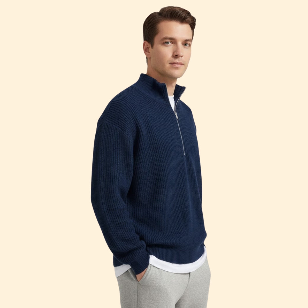 Men's Half Zip Neck Modern Jumper