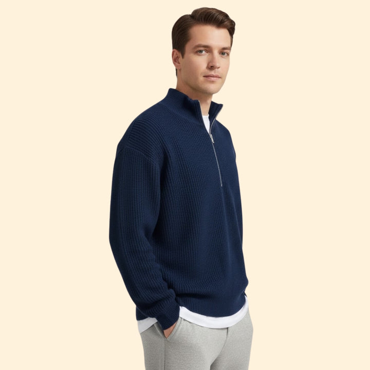 Men's Half Zip Neck Modern Jumper