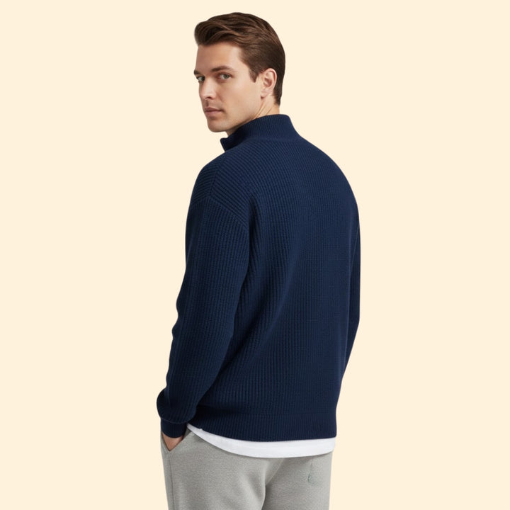Men's Half Zip Neck Modern Jumper