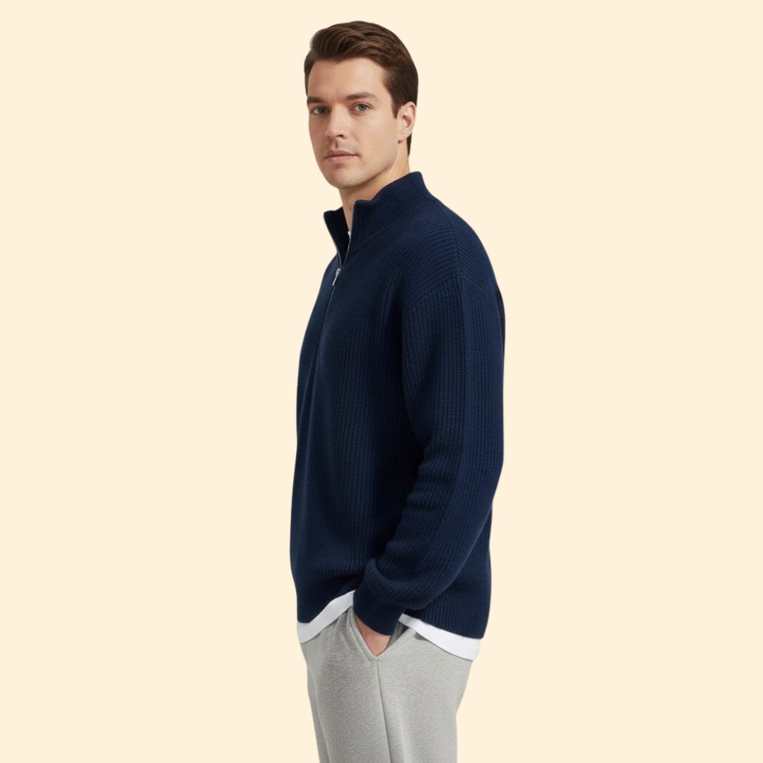 Men's Half Zip Neck Modern Jumper