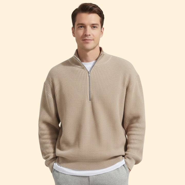 Men's Half Zip Neck Modern Jumper