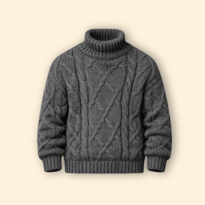Men’s Cable Knit Turtleneck Jumper