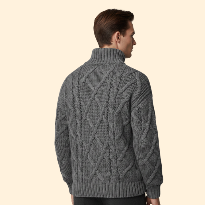Men’s Cable Knit Turtleneck Jumper