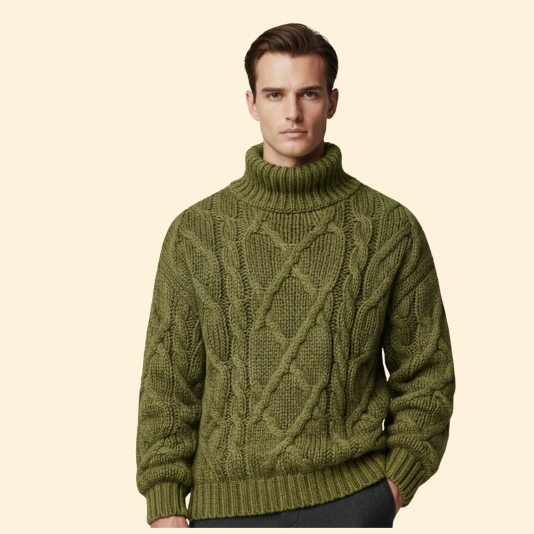 Men’s Cable Knit Turtleneck Jumper