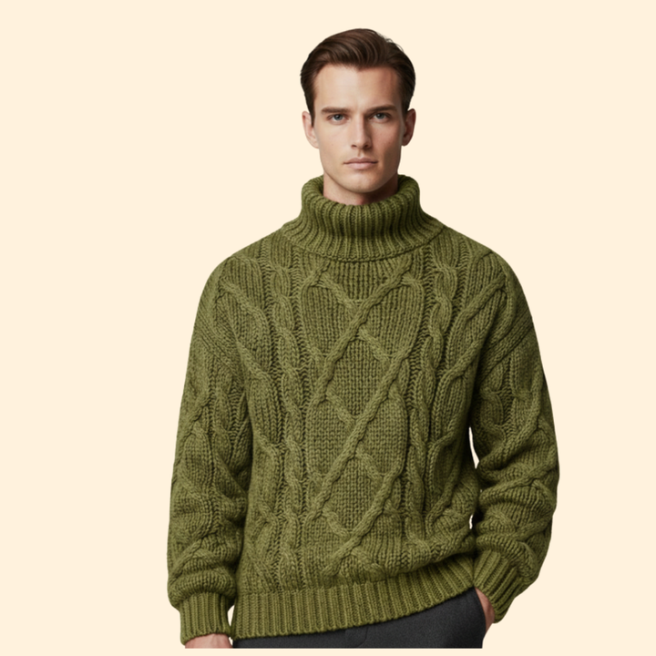 Men’s Cable Knit Turtleneck Jumper