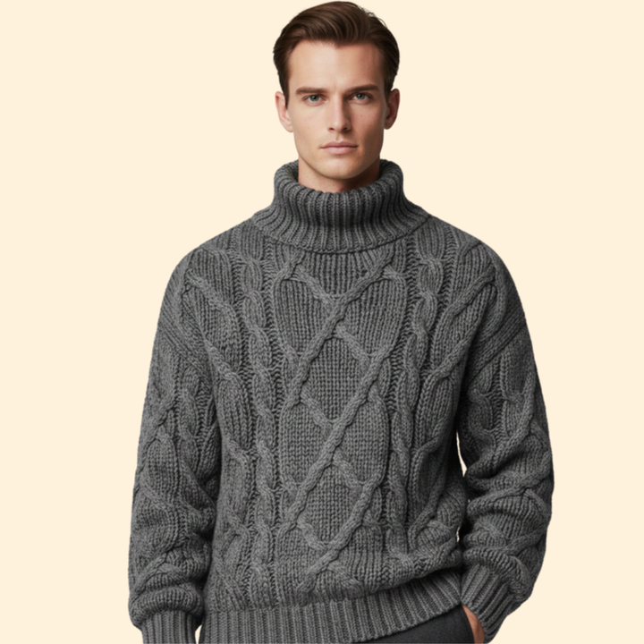 Men’s Cable Knit Turtleneck Jumper