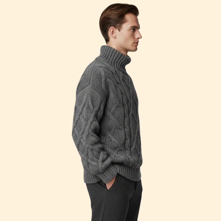 Men’s Cable Knit Turtleneck Jumper