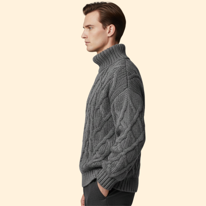 Men’s Cable Knit Turtleneck Jumper