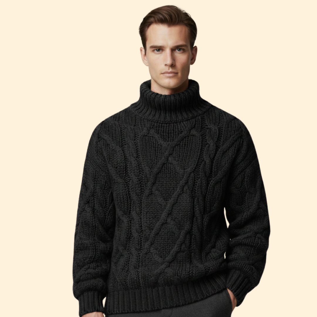 Men’s Cable Knit Turtleneck Jumper