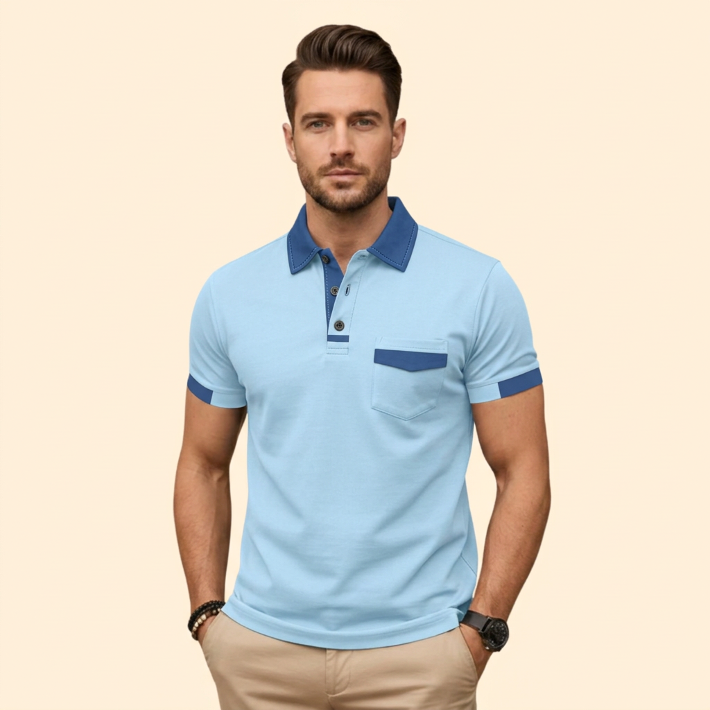 Men's Color-Block Polo Shirt