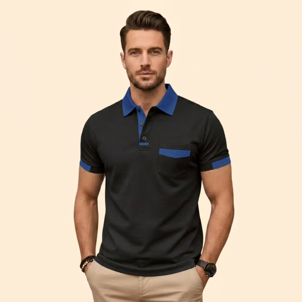 Men's Color-Block Polo Shirt