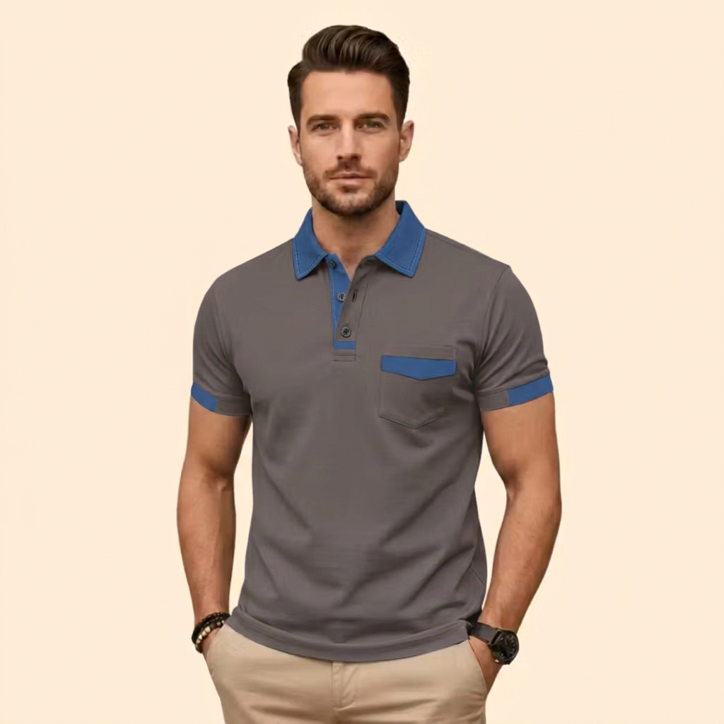 Men's Color-Block Polo Shirt