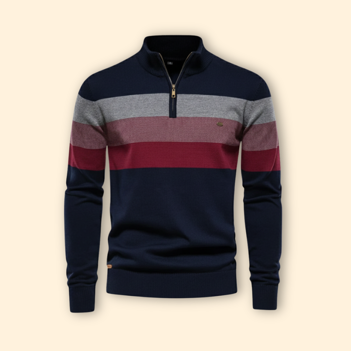 Men's Striped Half-Zip Jumper