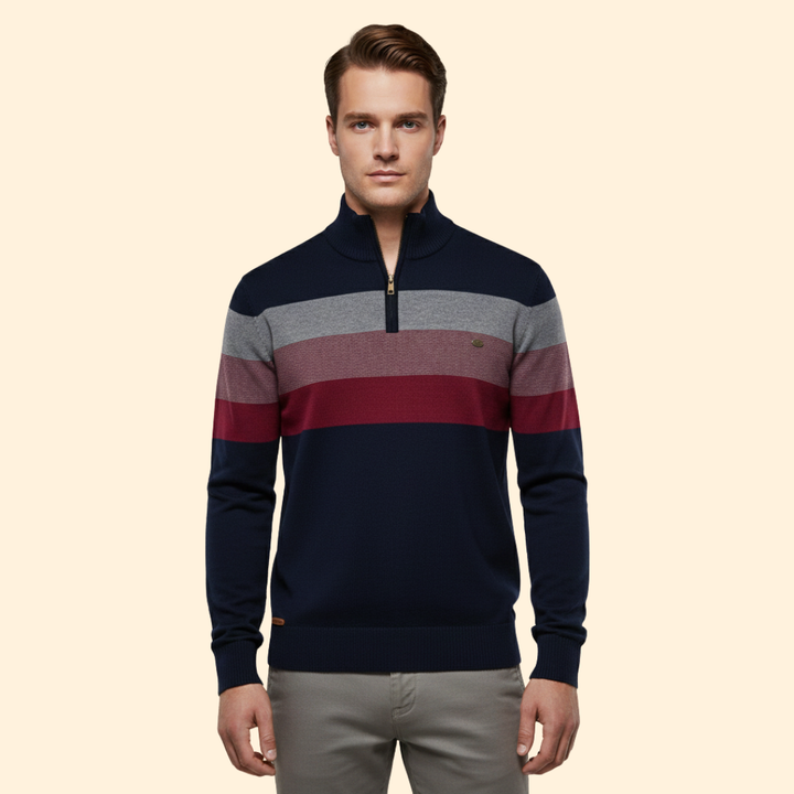 Men's Striped Half-Zip Jumper