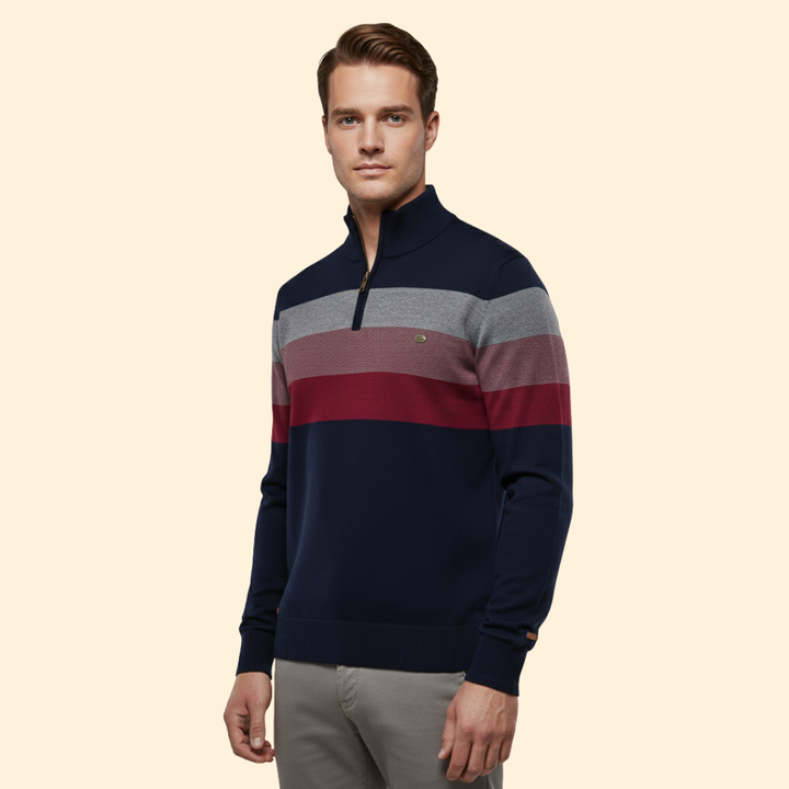 Men's Striped Half-Zip Jumper