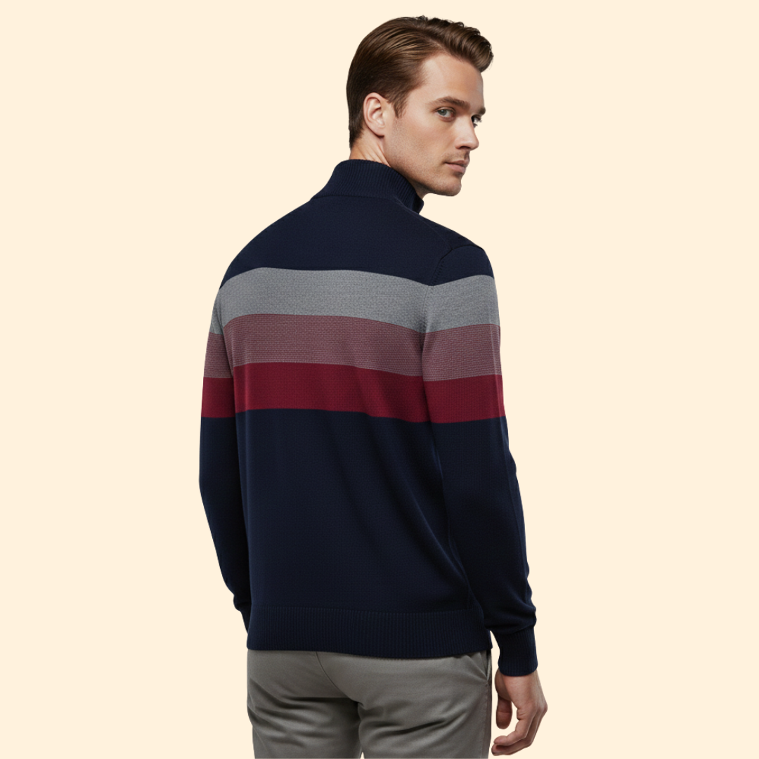 Men's Striped Half-Zip Jumper
