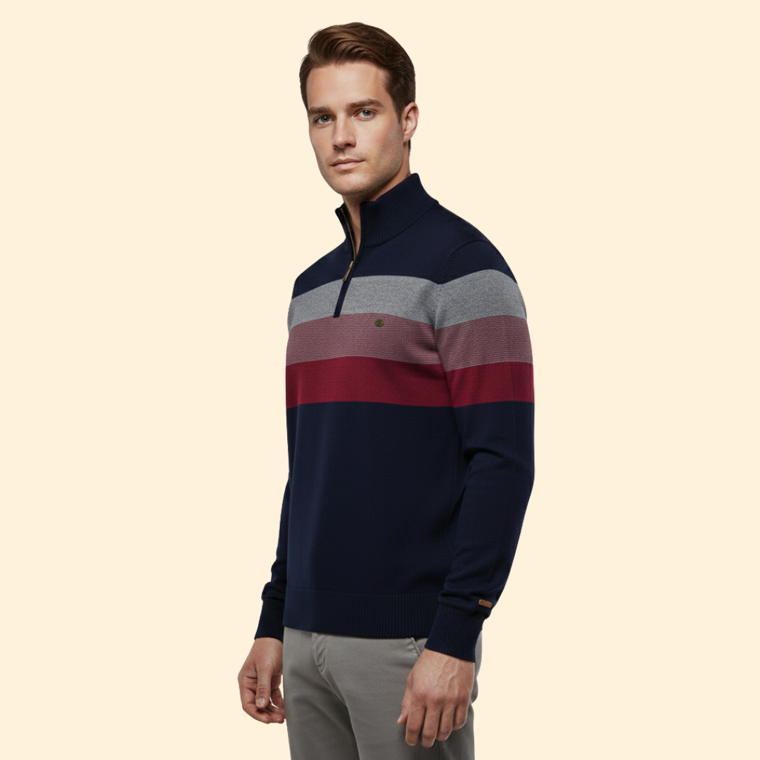 Men's Striped Half-Zip Jumper