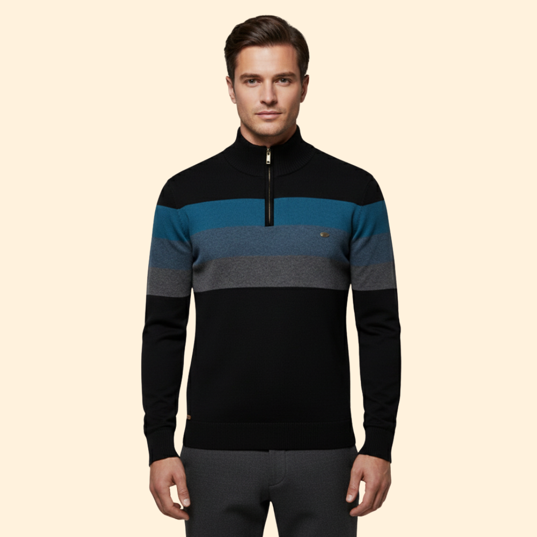 Men's Striped Half-Zip Jumper