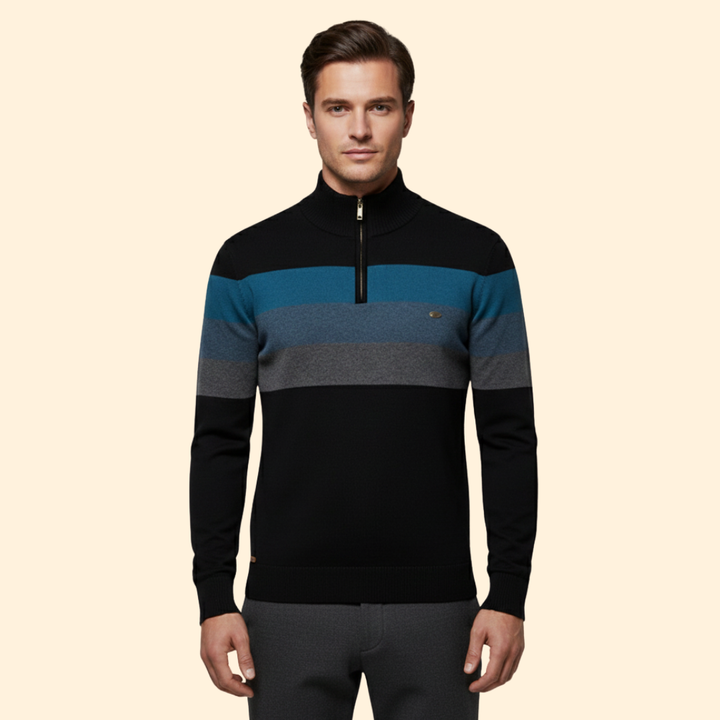 Men's Striped Half-Zip Jumper