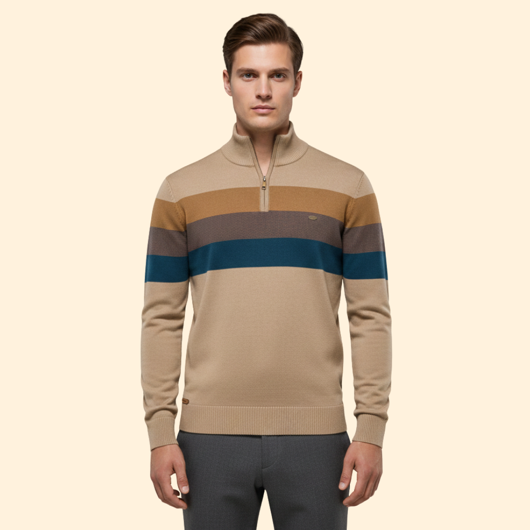 Men's Striped Half-Zip Jumper
