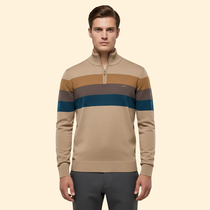 Men's Striped Half-Zip Jumper