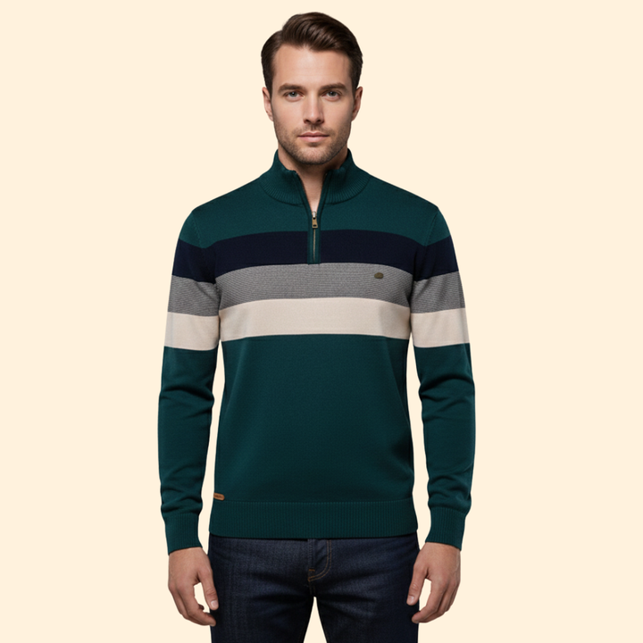 Men's Striped Half-Zip Jumper