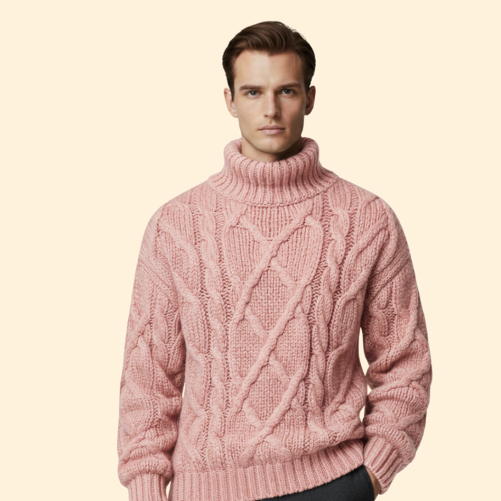 Men’s Cable Knit Turtleneck Jumper